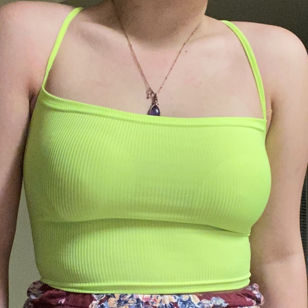 Lace Up Backless Neon Green Cami